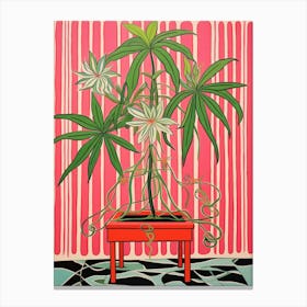 Pink And Red Plant Illustration Spider Plant 2 Canvas Print