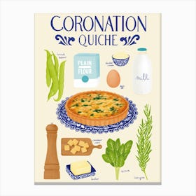 Coronation Quiche Recipe Illustration Canvas Print