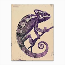 Purple Chameleon Panther Chameleon Block Print 2 Canvas Print