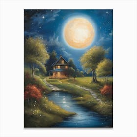 Full Moon In The Woods 1 Canvas Print