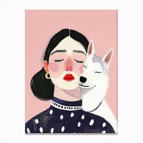 Girl And Her Dog 2 Canvas Print