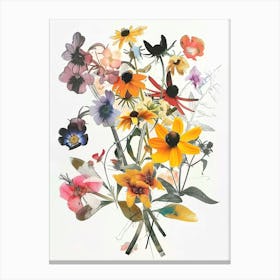 Black Eyed Susan  Collage Flower Bouquet Canvas Print