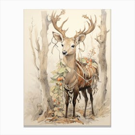 Storybook Animal Watercolour Elk 1 Canvas Print