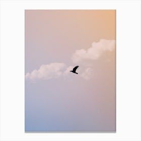 A Black Bird On A Purple-Orange Sky Minimalism Canvas Print