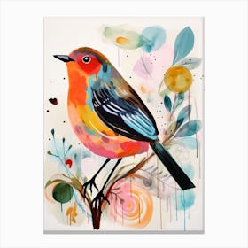 Bird Painting Collage European Robin 4 Canvas Print