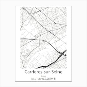 Carrieres Sur Seine,France Minimalist Map Canvas Print