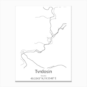 Tvrdosin,Slovakia Minimalist Map Canvas Print