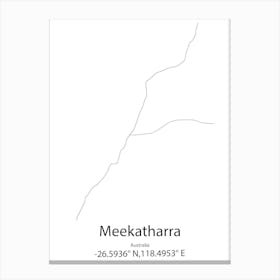 Meekatharra,Australia Minimalist Map Canvas Print