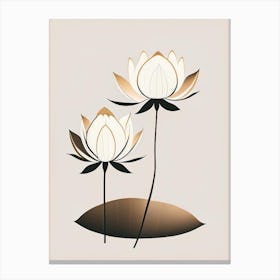 Lotus Flowers In Park Retro Minimal 8 Canvas Print