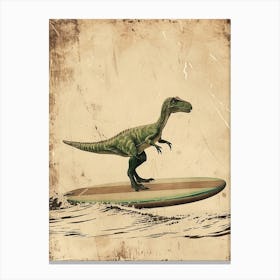 Vintage Baryonyx Dinosaur On A Surf Board              2 Canvas Print