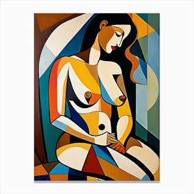 Woman Portrait Cubism Pablo Picasso Style (1) Canvas Print