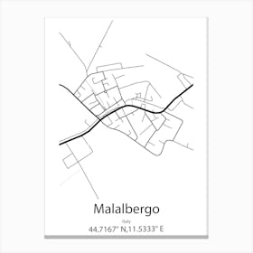 Malalbergo,Italy Minimalist Map Canvas Print