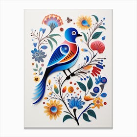 Scandinavian Bird Illustration Eastern Bluebird 3 Canvas Print