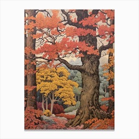 Bigtooth Aspen 3 Vintage Autumn Tree Print  Canvas Print