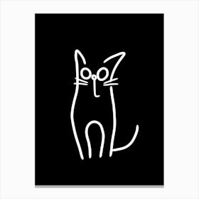 Black And White Cat Line Drawing 2 Canvas Print
