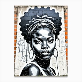 Vintage Graffiti Mural Of Beautiful Black Woman 111 Canvas Print