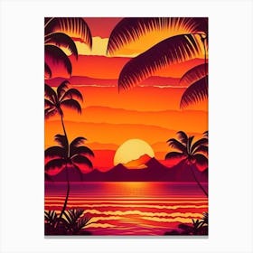 Hawaii Retro Sunset 1 Canvas Print