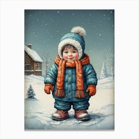 Little Boy In Winter Clothes Canvas Print