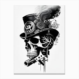 Skull With Pop Art Influences White Stream Punk Canvas Print