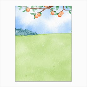 Watercolor Of A Peach Tree Canvas Print