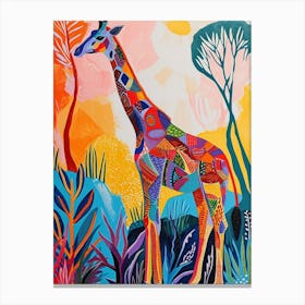 Colourful Giraffe With Patterns 6 Canvas Print