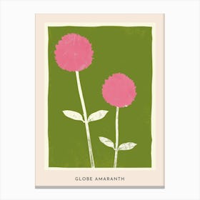 Pink & Green Globe Amaranth 2 Flower Poster Canvas Print