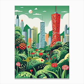 Hong Kong, Illustration In The Style Of Pop Art 2 Canvas Print