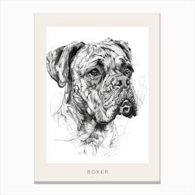 Boxer Dog Line Sketch 1 Poster Canvas Print