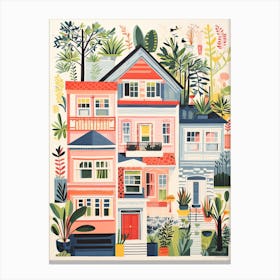 A House In San Francisco, Abstract Risograph Style 2 Canvas Print