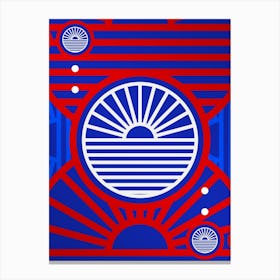 Geometric Abstract Glyph in White on Red and Blue Array n.0069 Canvas Print