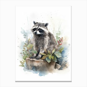 A Panama Canal Raccoon Watercolour Illustration Story 3 Canvas Print