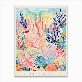 Poster Of Coral Beach, Australia, Matisse And Rousseau Style 4 Canvas Print