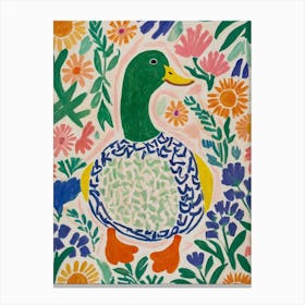 Duck In Flowers Style unemployment Canvas Print