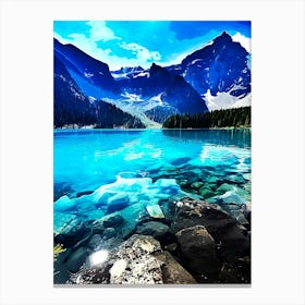 Lake Moraine, Banff National Park Emerald Water Landscape, Alberta, Canada Canvas Print