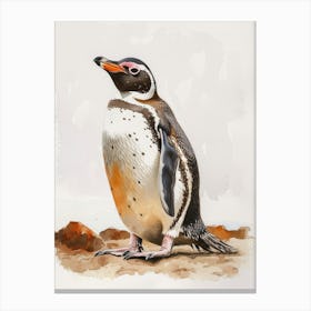 Humboldt Penguin Andrews Bay Watercolour Painting 3 Canvas Print
