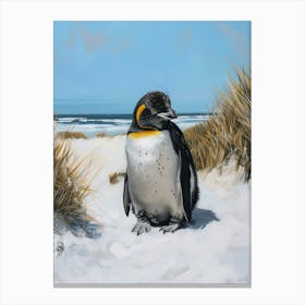 African Penguin Ross Island Oil Painting 3 Canvas Print