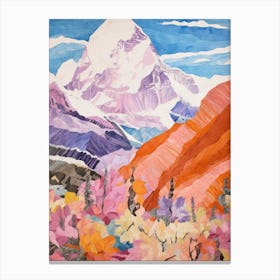 Mount Everest Nepal 2 Colourful Mountain Illustration Canvas Print