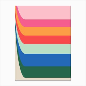 Retro Geometric Stripes in Pink Blue and Green Canvas Print