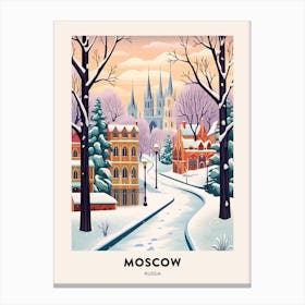 Vintage Winter Travel Poster Moscow Russia 3 Canvas Print