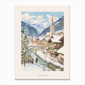 Vintage Winter Poster Lech Austria 6 Canvas Print