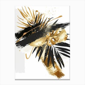 Gold And Black Palm Leaves 2 Canvas Print