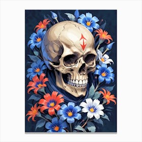 American Flag Floral Face Evil Death Skull (39) Canvas Print