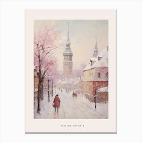 Dreamy Winter Painting Poster Tallinn Estonia 4 Canvas Print