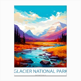 Glacier National ParkTravel Poster Canvas Print