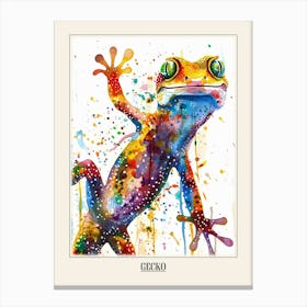 Gecko Colourful Watercolour 1 Poster Canvas Print