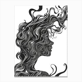 Portrait Of A Woman With Hair Canvas Print