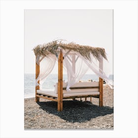 Greece Beach Cabana Canvas Print