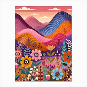 Colorful Flowers In The Mountains Canvas Print