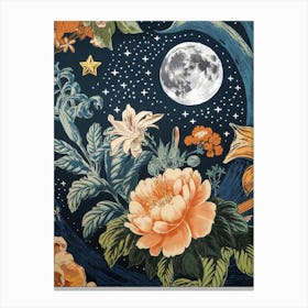 Moon And Flowers 3 Canvas Print