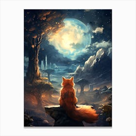 Fox In The Moonlight 2 Canvas Print